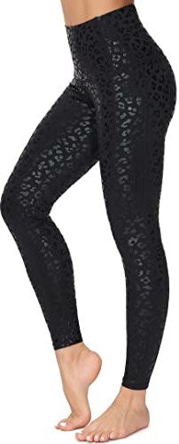 Dragon Fit Compression Yoga Pants Power Stretch Workout Leggings with High Waist Tummy Control (Small, Ankle-Black Leopard)