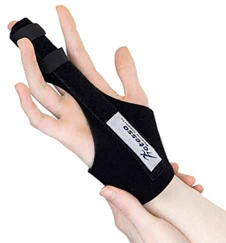 Actesso Verbessert Fingerschiene – Unterstützung bei Triggerfinger, Hammerfinger, Arthritis, Schnappfinger, RSI, gebrochenem Finger – Mittel-, Ring-, Zeige-, Kleiner Finger (Einheitsgröße, Schwarz)