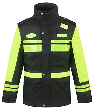 QIULAO Chaqueta Bomber Reflectante De Alta Visibilidad, Chaleco De Seguridad for Hombres Ropa De Trabajo Impermeable, Forro Térmico Grueso, Mangas Extraíbles, Chaqueta De Advertencia De Invierno for E