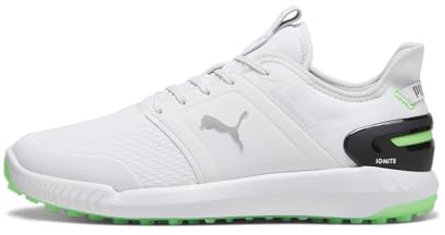 PUMA Men Ignite Elevate Golf Shoe, PUMA White-Fluro Green PES-PUMA Black, 6 UK