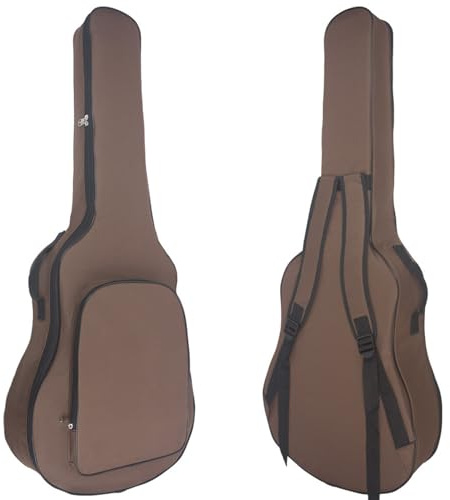 BBTISG Funda para Guitarra Acústica Impermeable 40/41 Pulgadas Resistente Acolchada Protectora Clásica Acústica Bolsillo Trasero Correas Ajustables Funda Suave para Guitarra Acústica (Marrón)