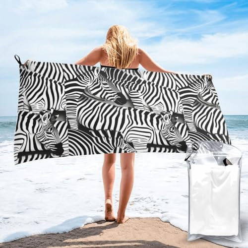 WURTON Schnelltrocknendes Handtuch, Zebramuster, leicht, für Fitnessstudio, Reisen, Zuhause, vielseitig einsetzbar