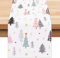 Bonhause Runner da tavola con alberi di Natale rosa, runner da tavola invernale colorato per la cucina, decorazione per la casa, 33 x 183 cm, decorazione da tavolo con alberi di Natale