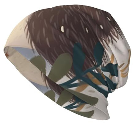 Dwrepo Slouchy Beanie Mütze für Herren und Damen, gestrickte Totenkopfmütze, niedlicher kleiner Igel, Beanies, Hip-Hop-Pullover, Mütze, Schwarz, Schwarz, Einheitsgr��e