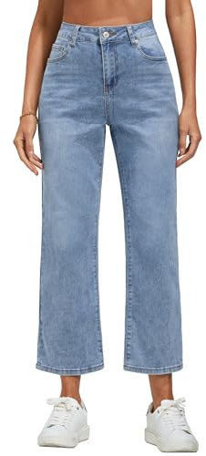 Vetinee Jeans Weites Bein Damen Jeans Damen Straight Leg Lakeside Blau Größe Medium Passt EU Größe 38 bis EU Größe 40