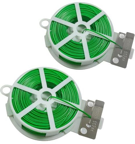 xiaoxiaozhijia 100m Jardín Planta Lazos Verde,Alambre Jardineria con Cortador para Flejado de Jardín,Malla de Sombra,Acabado de Cables (50m*2)