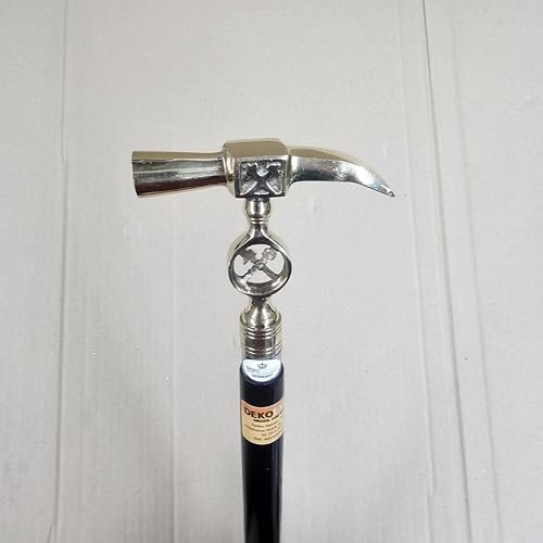 Bastón decorativo de madera elegante con mango de latón estilo minero, 99 cm de largo y 550 gramos de peso, con goma antideslizante resistente