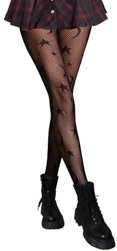 Qisehot Moon Star Fishnet Stockings for Women-Lace Design, Breathable & Stretchy Tights for Party, Cosplay, Fashion, Plus Size