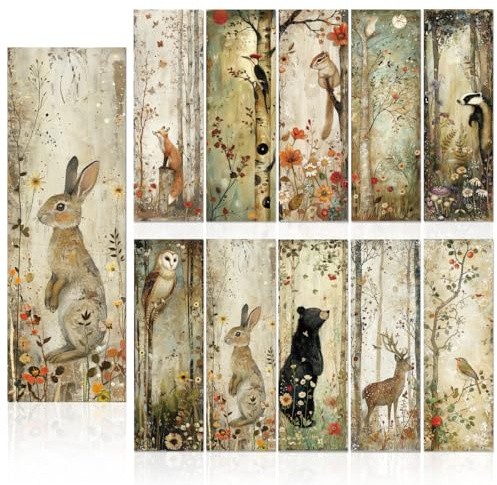 Zaamwoyy Woodland Animal Bookmarks Gifts - 100 Pcs Bulk Paper Bookmark Set for Reading Women Men, Cute Forest Theme Book Marks with Animal Designs