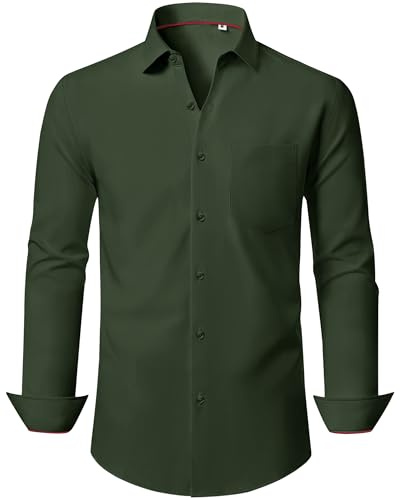 J.VER Shirts for Men Adult Long Sleeve Business Causal 4-Way Stretch Shirt