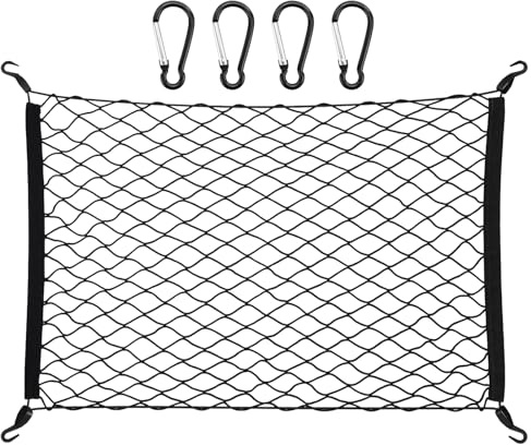 Rete Portaoggetti Rete Bagagliaio Auto 80x60cm Può Essere Estesa Fino 160×120cm Tasca Organizer Elastico con 4 Ganci Universale Rete Elastica per Auto Truck Campeggio