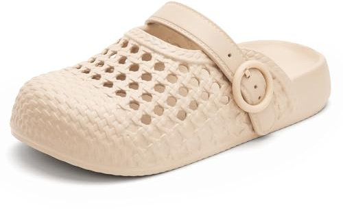 Tmaza Zuecos Mujer Mary Jane Verano Oso 3D 35-40 | EVA perforado, efecto trenzado, correa ajustable, suela con agarre
