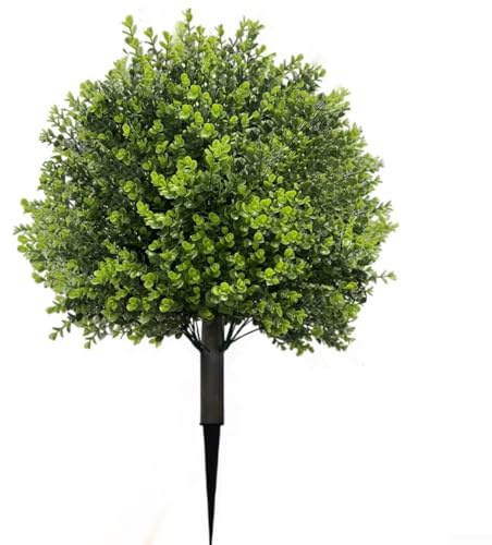 Árbol de bola de boj artificial, arbusto topiario falso resistente a los rayos UV con estaca de suelo, seto de plástico realista para jardín, vegetación decorativa para arbusto, patio (estilo 1)