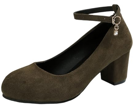 Women's Elegant Wide Feet Pumps with High Block Heel Wedding Party Costume Shoes Slip On Straps High Heel Dirndl Shoes Platform Oktoberfest Wedding Shoes, O Army Green, 5 UK
