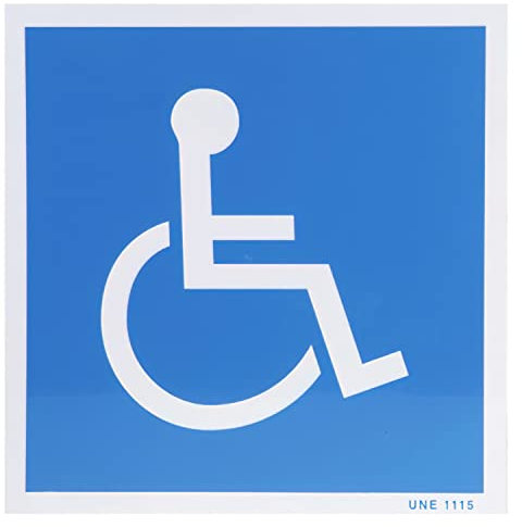 Cartel Minusvalidos Azul blanco 21x21 cm.