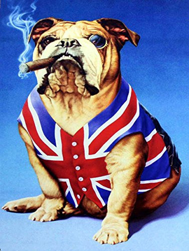 Shawprint bulldog union jack british, Retro metal Aluminium Sign vintage bar pub man cave (150MM X 200MM (6 X 8))