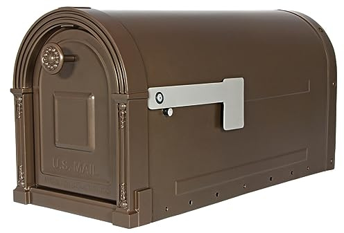Architectural Mailboxes Brunswick™ Decorative, Heavy duty Steel Metal Post Mounted Mail Box for outside, Bronze, Large Curbside Mailbox with Magnetic Latch