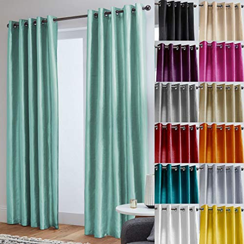 John Aird Luxury Faux Silk Fully Lined Eyelet Curtains (Duck Egg, 168cm Width x 183cm Drop (66x72)