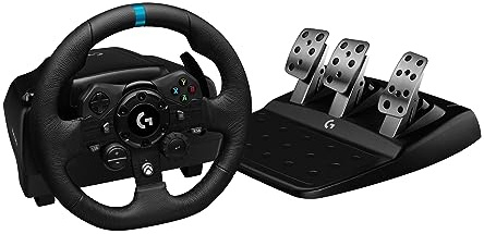 Logitech G923 Racing Wheel and Pedals for Xbox X|S, Xbox One and PC Featuring TRUEFORCE up to 1000 Hz Force Feedback, Responsive Pedal, Dual Clutch Launch Control, and Genuine Leather Wheel Cover