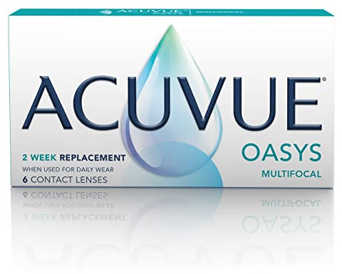 ACUVUE OASYS MULTIFOCAL Kontaktlinsen – Gleitsichtlinsen für den Nah-, Zwischen- und Fernbereich – 0,5 dpt und BC 8,4 – Addition H – Mit UV Schutz und Austrocknungsschutz – 6 Linsen