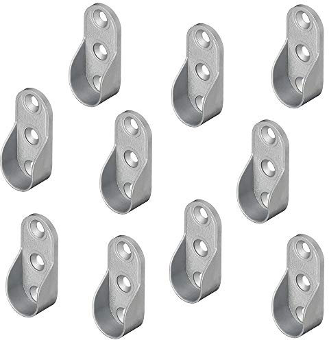 Gedotec Schrankrohrlager OVAL Kleiderstangen-Halterung Metall - OVA | Schrankrohr-Halterung Kleider-Schrank für Ovalstange | Stahl vernickelt | 10 Stück - Garderoben-Stangen Aufhänger für Wand-Montage