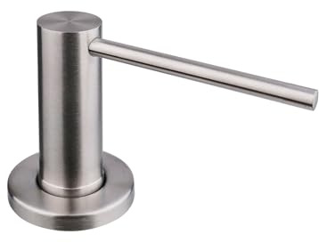 AIKE Dispensador de Jabón Bajo Encimera, para Cocina como para Baño, con Bomba de Acero Inoxidable, Botella de 500-ml, Relleno Superior, Cepillado