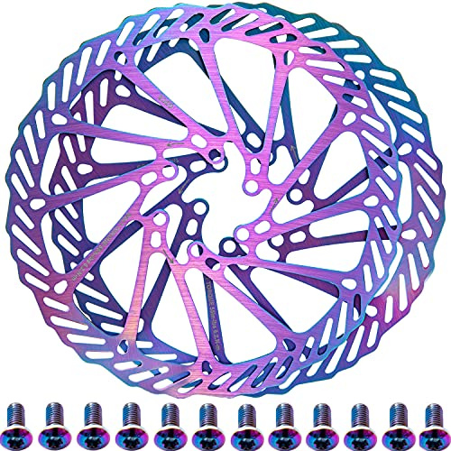 YBEKI 2-Pack CNC-Machined Bike Disc Brake Rotor Set | 160/180mm 6-Hole Stainless Steel Rotors with Heat Dissipation Holes & 12 Titanium-Coated Bolts | EN 14766 Certified for MTB/Road/BMX Bikes ﻿