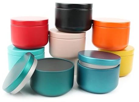 Kleine runde Blechdosen, mehrfarbig, für Tee, Kaffee, Süßigkeiten, Gewürze, Geschenke und Bastelarbeiten, 10 Stück