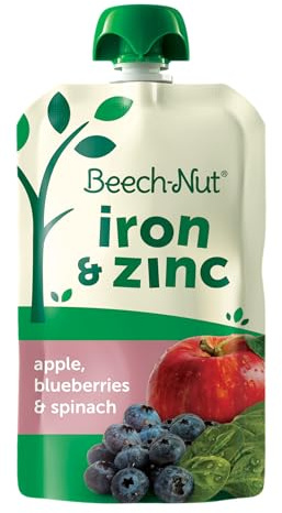 Beech-Nut Iron & Zinc Stage 4 apple, blueberries & spinach Toddler Food, 3.5 oz Pouch