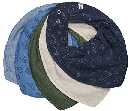 PIPPI Unisex Baby Bandana Bib (5-Pack) dreieck Lätzchen, Ashley Blue, One Size (5er Pack)