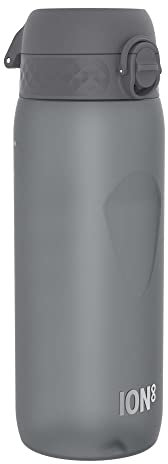 Ion8 Sports Water Bottle, 750 ml/24 oz, Leak Proof, Easy to Open, Secure Lock, Dishwasher Safe, BPA Free, Flip Cover, Carry Handle, Soft Touch Contoured Grip, Easy Clean, Odour Free, Grey