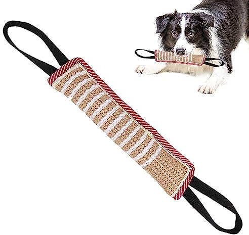 Giocattolo per Cani, Manicotto Juta Salsicciotti per Cani, Salsicciotto Cane Addestramento con 2 Maniglia, Giocattolo Interattivo per cani Morso per Allenamento di Tiro alla Fune