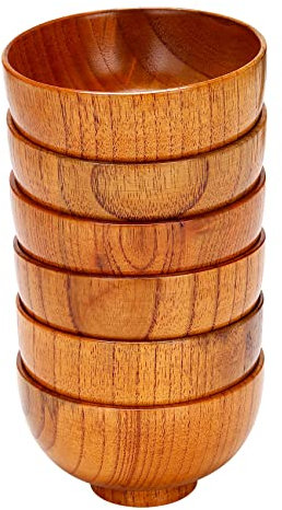 Widybord 6 StüCk Holzschalen Serviergeschirr für, Suppe, Dip, Kaffee, Tee, Dekoration SalatschüSsel KüChe Besteck Set