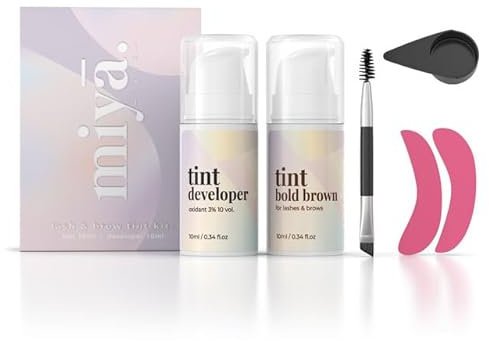 MIYA LASH | 2 in 1 Lash & Brow Colour Set | Dark Brown Dye | Long Lasting Eyelash and Eyebrow Colour for 6 Weeks | Dunkelbraunes Farbset für Augenbrauen und Wimpern