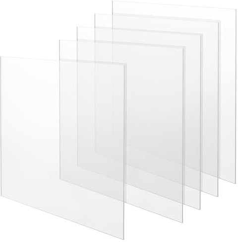 SEUICYNE Lot de 5 plaques acryliques, carrées, transparentes, 30 x 30 cm, 3 mm, rectangulaires, en verre acrylique, pour artisanat, exposition de projet, cadre photo, peinture de rechange