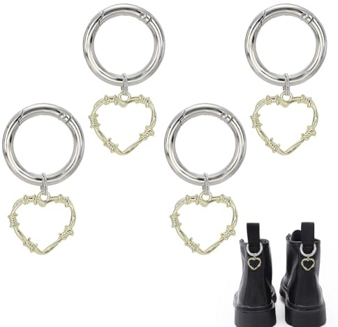 arricraft 4 Pendentif chaussure en forme de coeur doré pour Chaîne de Chaussure Pendentifs Décoratifs en Forme de Cœur en Métal pour Chaussures Sacs Porte Monnaie Porte Clés Breloques Accessoires