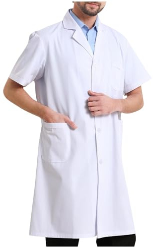 Blouse Blanche Manche Courte Homme Femme Blouses Chimie Laboratoire Blouse Blanche Lycée Coton Chemise De Médecin Médical Avec Poche Et Bouton Pour Hospital Industriel Uniforme Médicale Unisexes