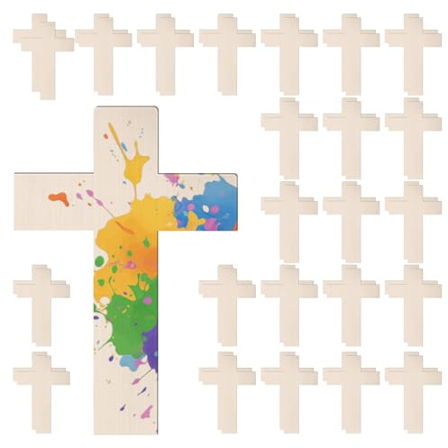 VEGOATY 50 Stück Holzkreuz zum Bemalen: 11x7cm/4.3x2.7 Zoll Holzkreuze zum Basteln für Bemalen Dekorieren Geschenk, Kreuz Ornamente Chip Perfekte Ausschnite für Decoupage