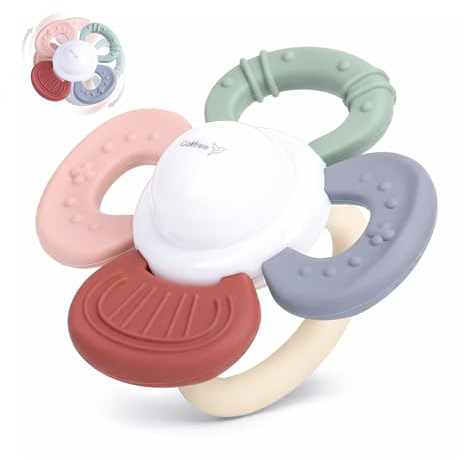 Colifree - Mordedor bebe, juguete denticion con texturas sensoriales blandas y diseño giratorio