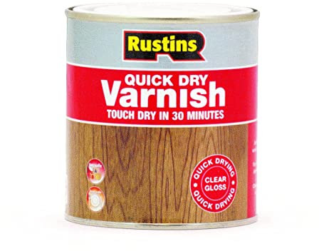 Rustins Quick Dry Varnish Clear Gloss 500ml-Fast-Drying Water-Based Wood Varnish; Durable Non-Yellowing Finish in Gloss, Satin or Matt for Indoor Use