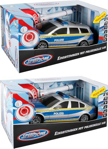 VEDES Großhandel GmbH - Ware 30801806 Speed Zone Polizeiauto mit Polizeikelle, Silber