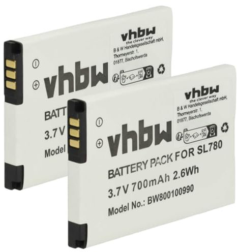 vhbw 2X Akku kompatibel mit Siemens Gigaset SL450, SL400H, SL350H, SL350, SL400A, SL400 schnurlos Festnetz Telefon (700 mAh, 3,7 V, Li-Ion)