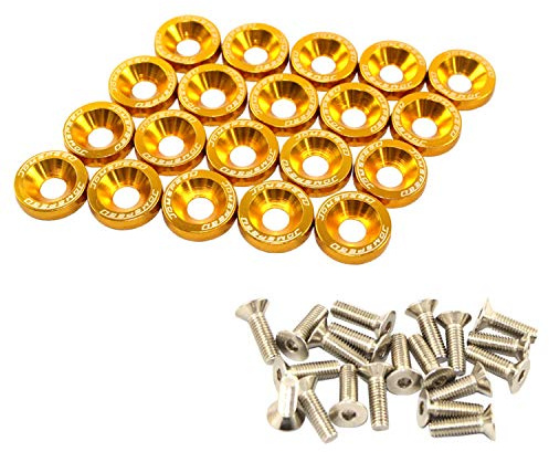 JDMSPEED 20 Pcs Gold CNC Billet Aluminum Fender Washer Engine Bay Dress Up Kit by JDMSPEED