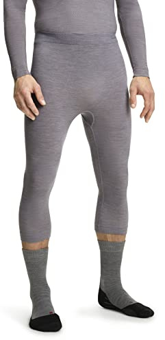 FALKE Herren Baselayer-Hose Wool-Tech Light 3/4 M Ti Wolle Funktionsmaterial schnelltrocknend 1 Stück, Grau Grey-Heather 3757, L