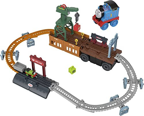 Thomas & Friends Fisher-Price 2-in-1 Spiel-Set mit wandelbarer Lok Thomas, Schiebezug- und Strecken-Set, mit Aufbewahrung und Arbeitskran, für Kinder ab 3 Jahren Mehrfarbig