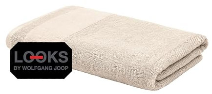 LOOKS by Wolfgang Joop Handtuch 50x100 cm – 100% Baumwolle Luxus Handtücher mit Aufhänger & Logostick, Handtuch beige