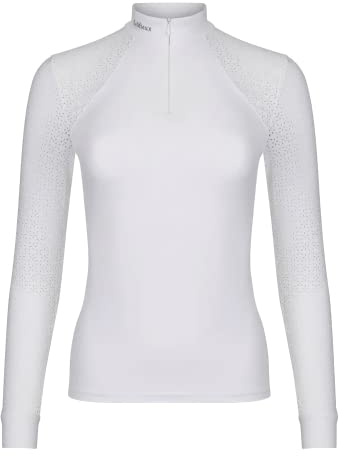LeMieux Women’s Equestrian Show Shirt - Long Sleeve Horse Show Competition Top - Athletic Shirts & Horseback Riding Apparel - (White/UK08)