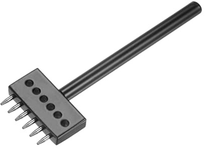 uxcell 6 Prong Leather Prong Punch Tool 6mm Steel Prong Row Round Hole Stitching Chisel for Leather Craft