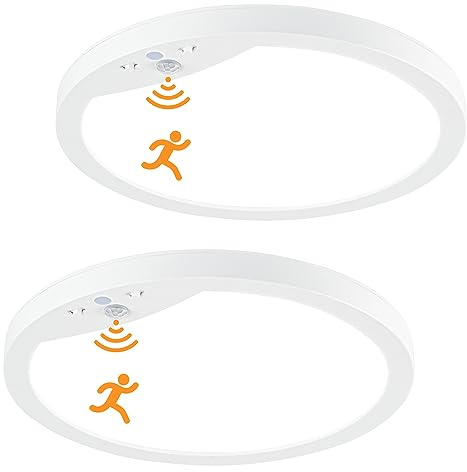 2-Pack 20W Motion Sensor Ceiling Lights Hard-Wired, 9Inch Indoor Motion Activated LED Ceiling Light Fixtures with 3 Modes, 4000K Flush Mount Lights for Closet Stairwell Hallway, NOT Battery Operated