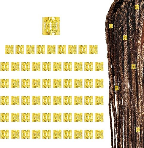 JINTANG 60 PCS haarschmuck gold,dreadlocks schmuck damen,haarschmuck festival haarschmucks ringe,haar ringe,haarringe gold haarperlen,haarringe für zöpfe,dreadlocks zubehör,mit aufbewahrungsbox
